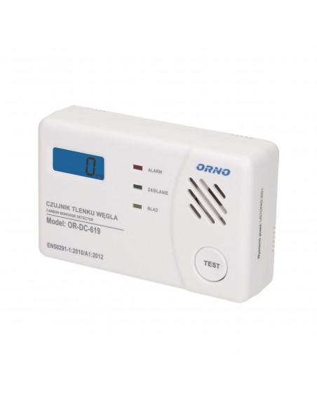 Zestaw bateryjny czujnik tlenku węgla (czadu) 3xAA + czujnik dymu, 9V DC