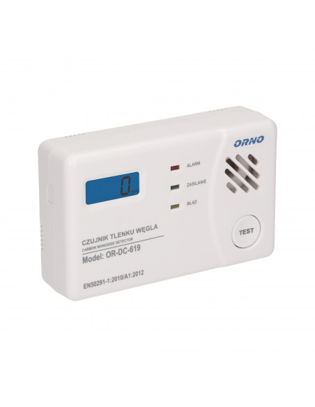 Zestaw bateryjny czujnik tlenku węgla (czadu) 3xAA + czujnik dymu, 9V DC