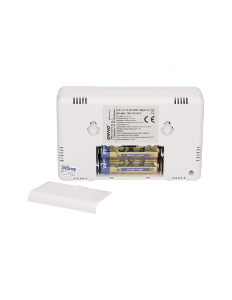 Zestaw bateryjny czujnik tlenku węgla (czadu) 3xAA + czujnik dymu, 9V DC