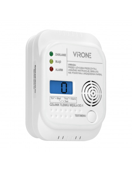 Bateryjny czujnik tlenku węgla z przyciskiem TEST, żywotność 7 lat
