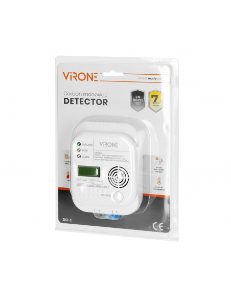 Bateryjny czujnik tlenku węgla z przyciskiem TEST - Testowany w Polsce