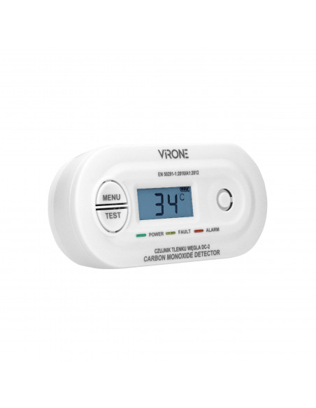 Bateryjny czujnik tlenku węgla z przyciskiem TEST, żywotność 10 lat