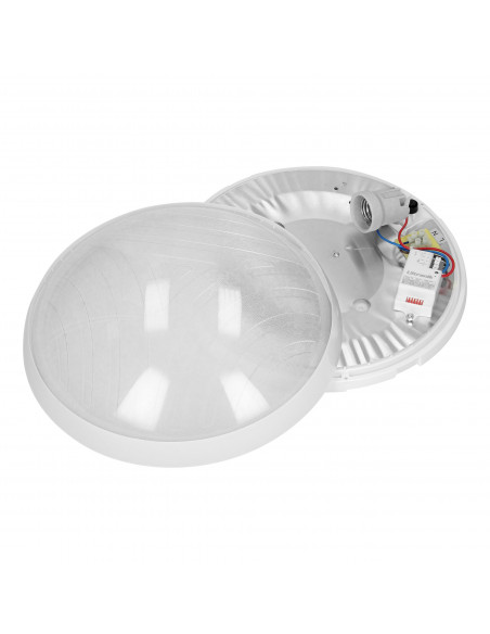 ROVI MV, plafon oświetleniowy z czujnikiem mikrofalowym, 75W, E27, IP20, IK10, klosz poliwęglan przeźroczysty