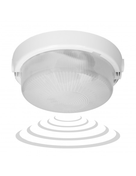 8080T/MAT-RIVA/MS, oprawa oświetleniowa z mikrofalowym czujnikiem ruchu, 100W, E27, IP44, szkło matowe, dławice