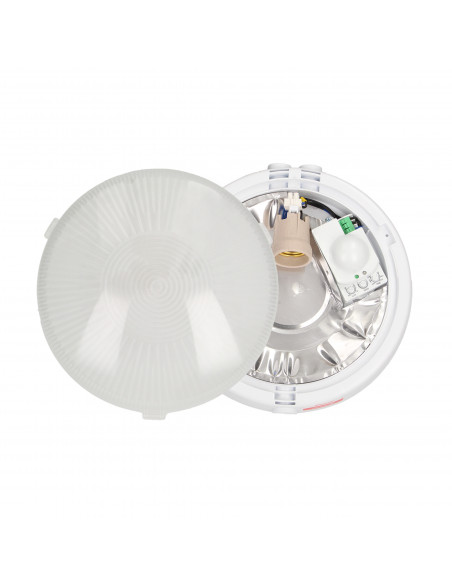 8080T/MAT-RIVA/MS, oprawa oświetleniowa z mikrofalowym czujnikiem ruchu, 100W, E27, IP44, szkło matowe, dławice