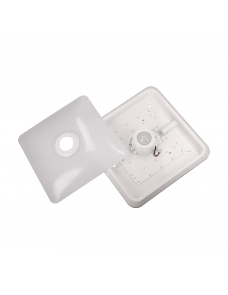 NYK LED 12W, plafon z czujnikiem ruchu, 850lm, IP20, 4000K, poliwęglan mleczny, biały