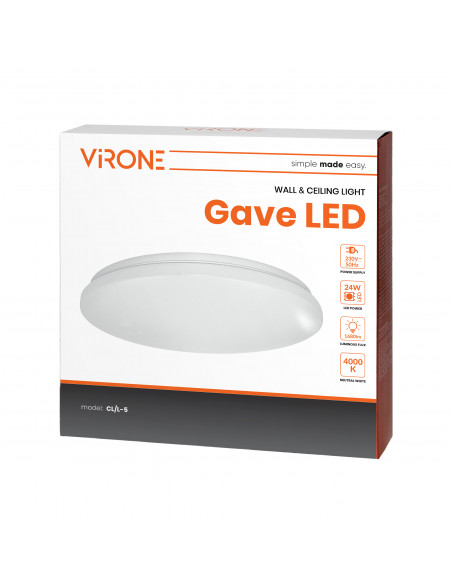 GAVE LED 24W plafoniera oświetleniowa, 1680lm, IP20, 4000K 