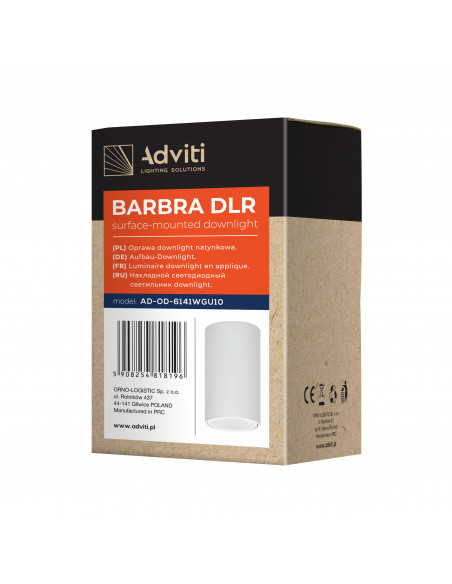 BARBRA DLR GU10 downlight max 50W, IP20, okrągły, biały, aluminium