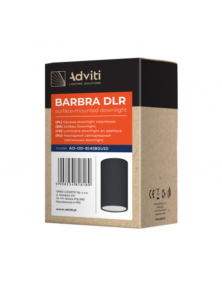 BARBRA DLR GU10 downlight max 50W, IP20, okrągły, czarny, aluminium