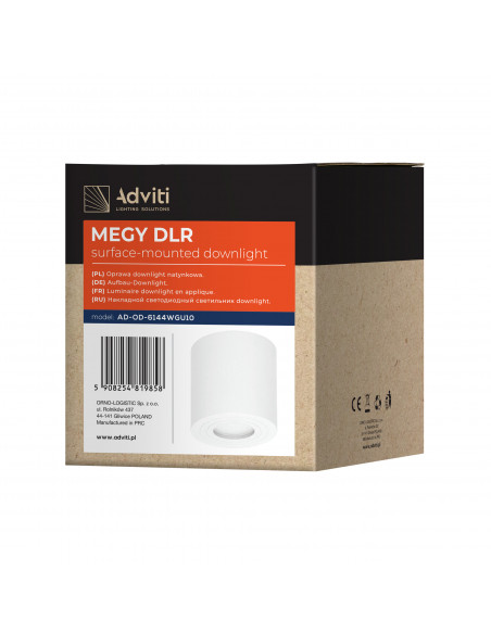 MEGY DLR GU10 downlight max 50W, IP54, okrągły, biały, aluminium