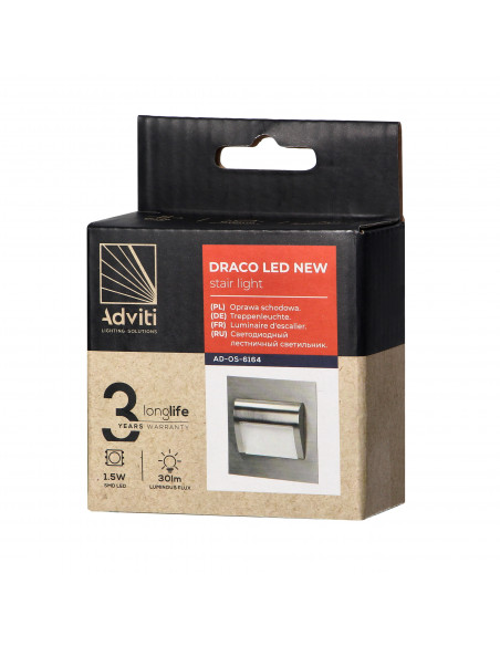 DRACO LED NEW 1,5W, oprawa schodowa podtynkowa, 12VDC, 30lm, 3000K, satyna, innowacyjny sposób montażu