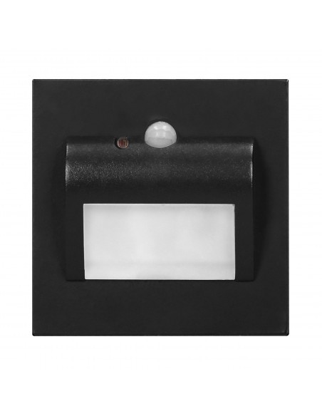 DRACO LED NEW 1,5W, oprawa schodowa podtynkowa, 12VDC, 30lm, 3000K, czarny, czujnik ruchu i zmierzchu
