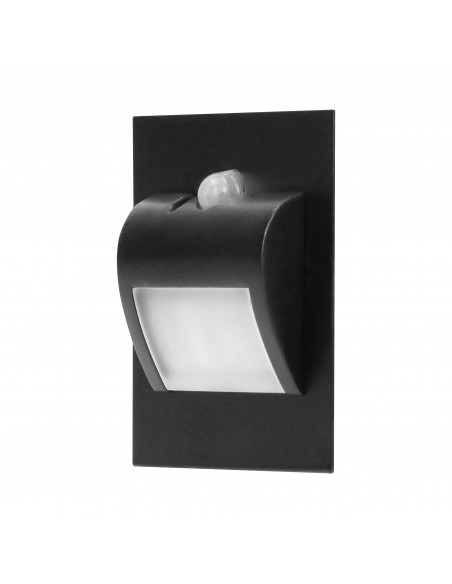 DRACO LED NEW 1,5W, oprawa schodowa podtynkowa, 12VDC, 30lm, 3000K, czarny, czujnik ruchu i zmierzchu