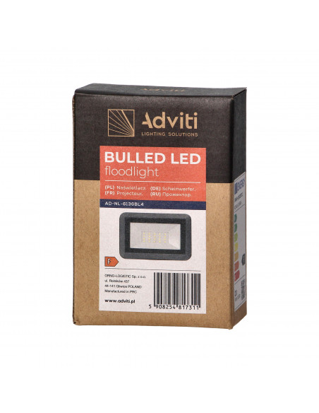 BULLED 20W naświetlacz 1600lm, IP65, 4000K, aluminium + szkło