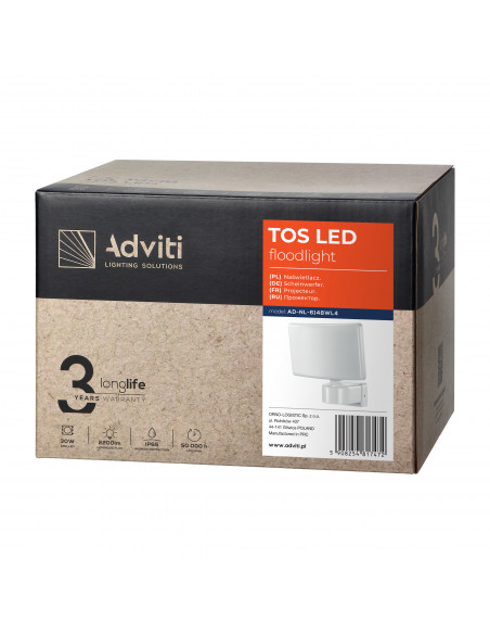 TOS LED 30W naświetlacz ogrodowy LED, 2200lm, IP65, 4000K, PC, biały 