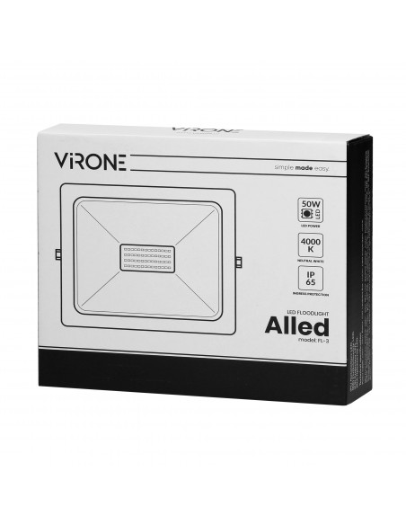 ALLED  50W Naświetlacz LED, 4000lm, IP65, 4000K, Alu+szkło