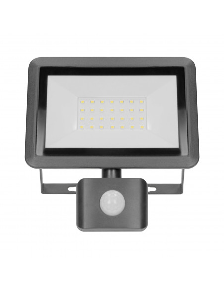 BULLED S 30W naświetlacz z PIR, 2400lm, IP44, 4000K, aluminium + szkło