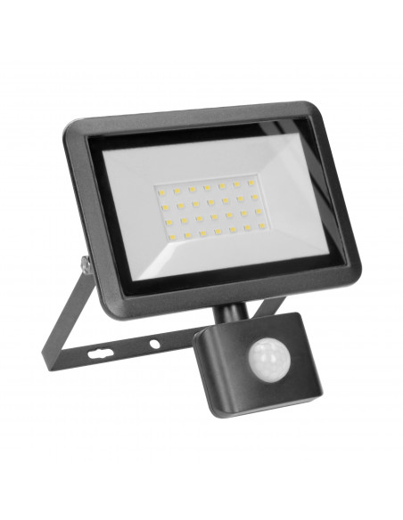 BULLED S 30W naświetlacz z PIR, 2400lm, IP44, 4000K, aluminium + szkło