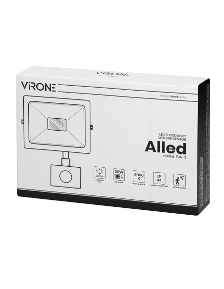 ALLED 30W Naświetlacz LED z PIR, 2400lm, IP44, 4000K, Alu+szkło