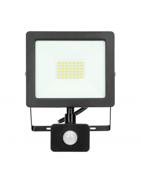 ALLED 30W Naświetlacz LED z PIR, 2400lm, IP44, 4000K, Alu+szkło