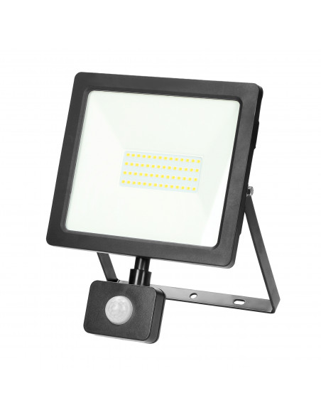 ALLED 50W Naświetlacz LED z PIR, 4000lm, IP44, 4000K, Alu+szkło