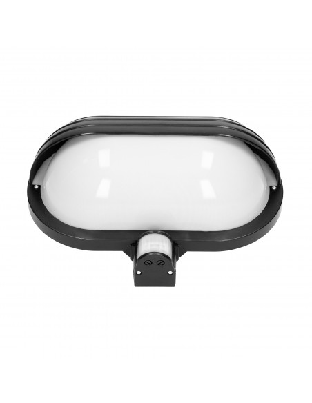 MUSAM, oprawa ogrodowa z czujnikiem ruchu 180°, 1x60W, E27, IP44, z przesłoną, plastik, czarna