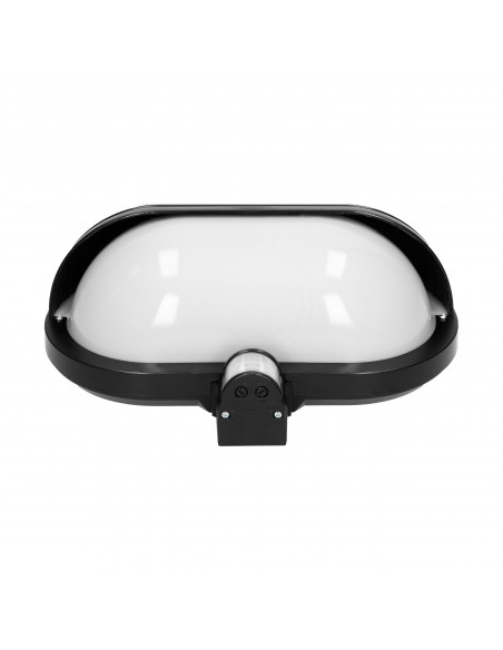 MUSAM, oprawa ogrodowa z czujnikiem ruchu 180°, 1x60W, E27, IP44, z przesłoną, plastik, czarna