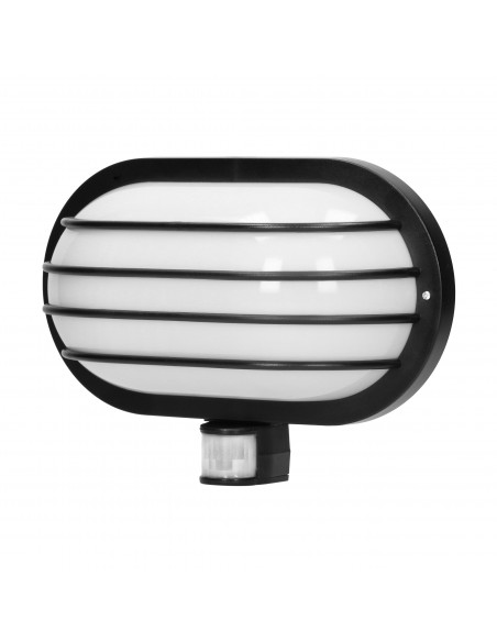 LASO, oprawa ogrodowa z czujnikiem ruchu 180°, 1x60W, E27, IP44, plastik, czarna