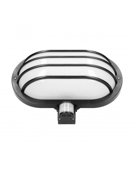 LASO, oprawa ogrodowa z czujnikiem ruchu 180°, 1x60W, E27, IP44, plastik, czarna