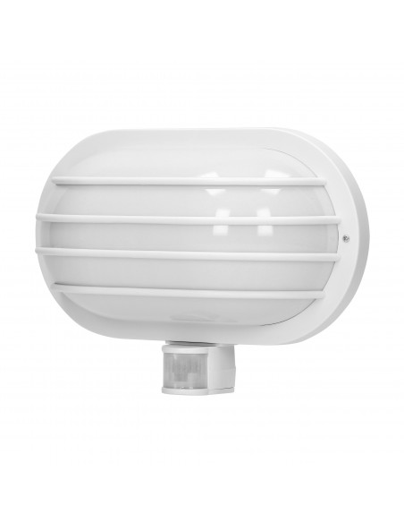 LASO, oprawa ogrodowa z czujnikiem ruchu 180°, 1x60W, E27, IP44, plastik, biała