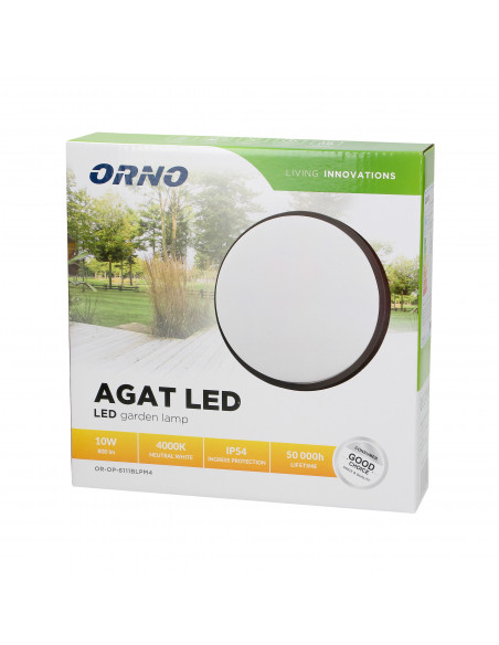 AGAT LED 10W, oprawa ogrodowa, 800lm, IP54, 4000K, czarna