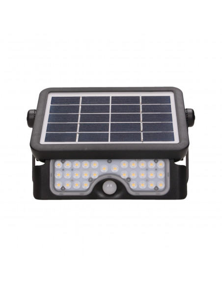 LUX LED 5W, naświetlacz solarny z czujnikiem ruchu 500lm, IP65, 4000K, 2x1500mAh, czarny