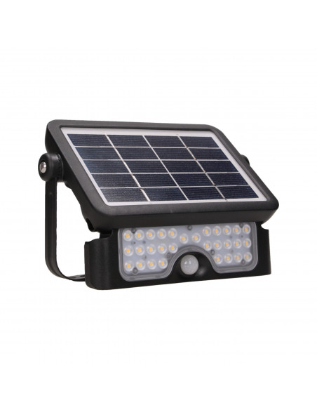 LUX LED 5W, naświetlacz solarny z czujnikiem ruchu 500lm, IP65, 4000K, 2x1500mAh, czarny
