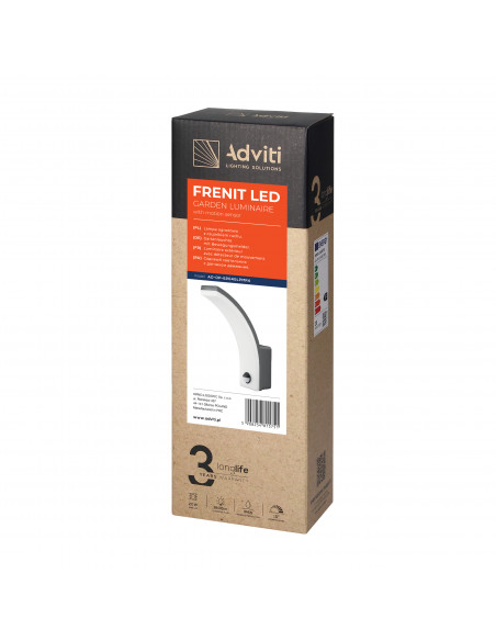 FRENIT LED 20W, oprawa ogrodowa z czujnikiem ruchu, 1800lm, IP65, 4000K, funkcja przyciemnienia, szara