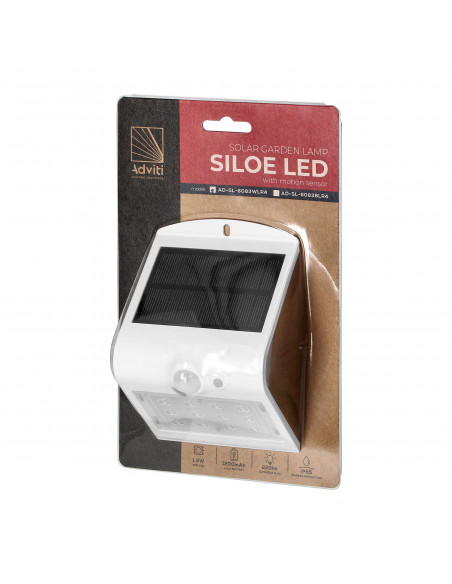  SILOE LED 1,5W, lampa solarna z czujnikiem ruchu 120st, 190lm, IP65, 4000K, 1200mAh, podwójne źródło światła,...