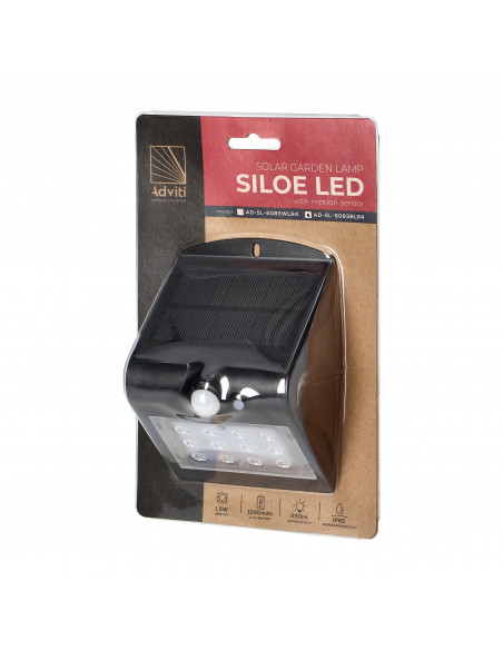  SILOE LED 1,5W, lampa solarna z czujnikiem ruchu 120st, 190lm, IP65, 4000K, 1200mAh, podwójne źródło światła,...
