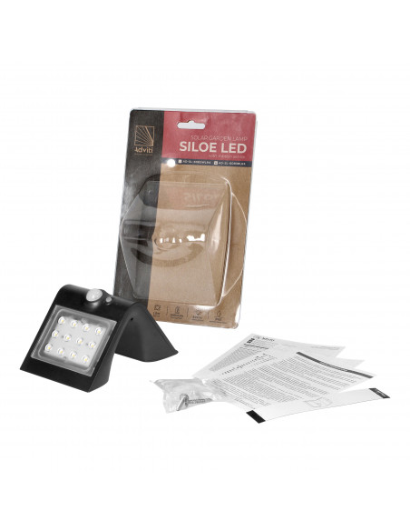  SILOE LED 1,5W, lampa solarna z czujnikiem ruchu 120st, 190lm, IP65, 4000K, 1200mAh, podwójne źródło światła,...