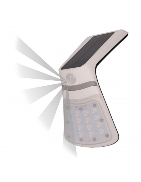  NOCTURNE LED 2W, lampa solarna z czujnikiem ruchu 120st, 240lm, IP65, 4000K, 1200mAh, podwójne źródło światła,...