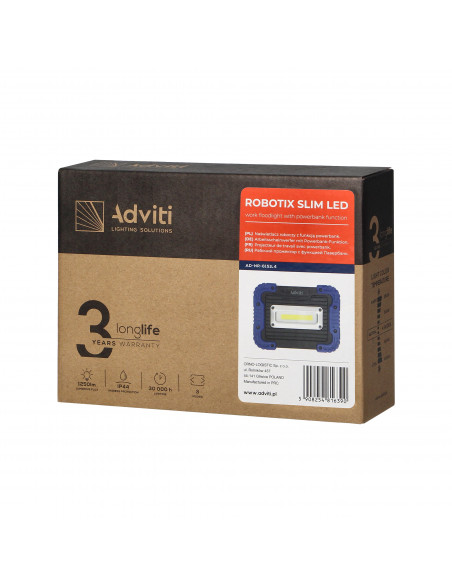 Naświetlacz roboczy ROBOTIX SLIM 20W Li-Ion 4400mAh z ładowarką USB