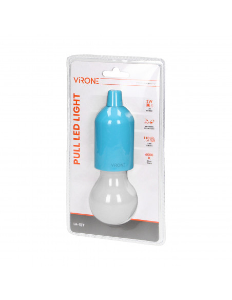 Bateryjna lampka nocna na sznurku 1W LED, 3 x AAA, turkusowa