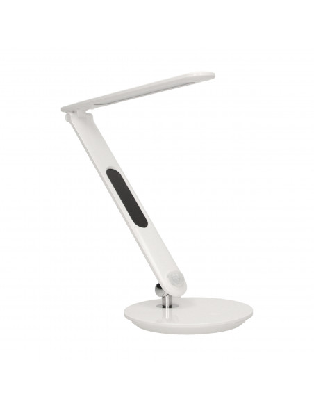 CRYSTAL LED 6,5W, Lampka biurkowa z budzikiem, czujnikiem ruchu i ładowarką USB, 500lm, 4000K, biała