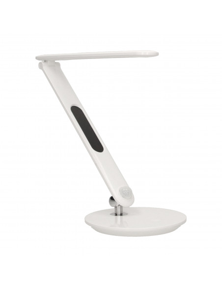 CRYSTAL LED 6,5W, Lampka biurkowa z budzikiem, czujnikiem ruchu i ładowarką USB, 500lm, 4000K, biała