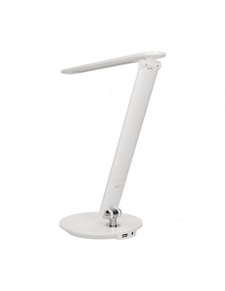 CRYSTAL LED 6,5W, Lampka biurkowa z budzikiem, czujnikiem ruchu i ładowarką USB, 500lm, 4000K, biała