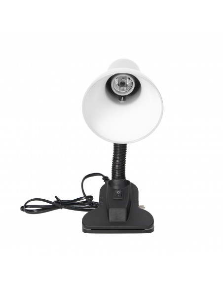 LATSA, lampa biurkowa z klipsem, 40W, E27, stal + tworzywo, biała