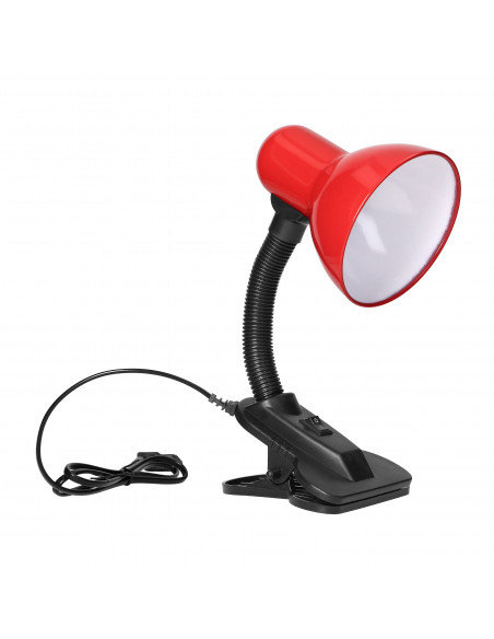 LATSA, lampa biurkowa z klipsem, 40W, E27, stal + tworzywo, czerwona