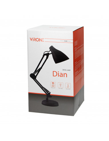DIAN lampa biurkowa. 60W stalowa, biała