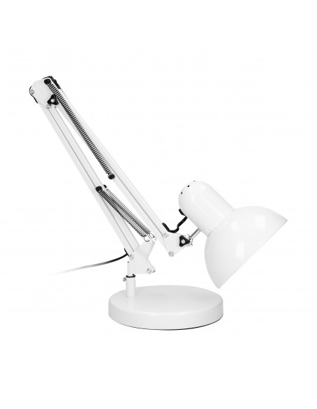 DEON, lampa biurkowa, 60W, E27, wysoka, stal, biała