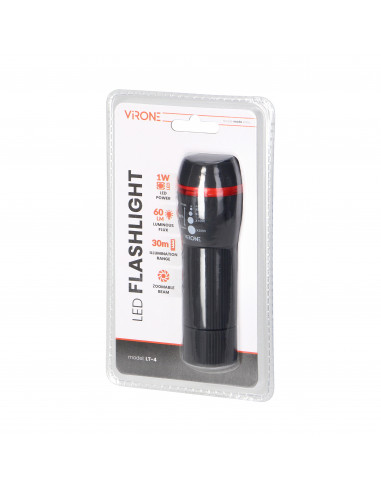 Latarka LED 1W z zoomem, 60lm, 3xAAA