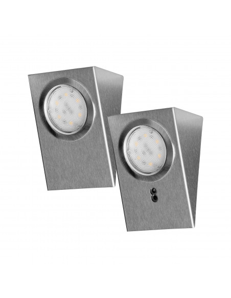Zestaw opraw podszafkowych LED 2,5W, 180lm, 4000K, z wyłącznikiem bezdotykowym, INOX