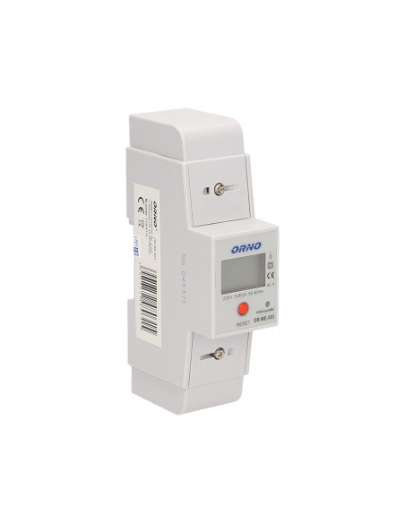 1-fazowy wskaźnik zużycia energii elektrycznej, 80A, dodatkowy wskaźnik, wyjście impulsowe, przycisk RESET, 2...